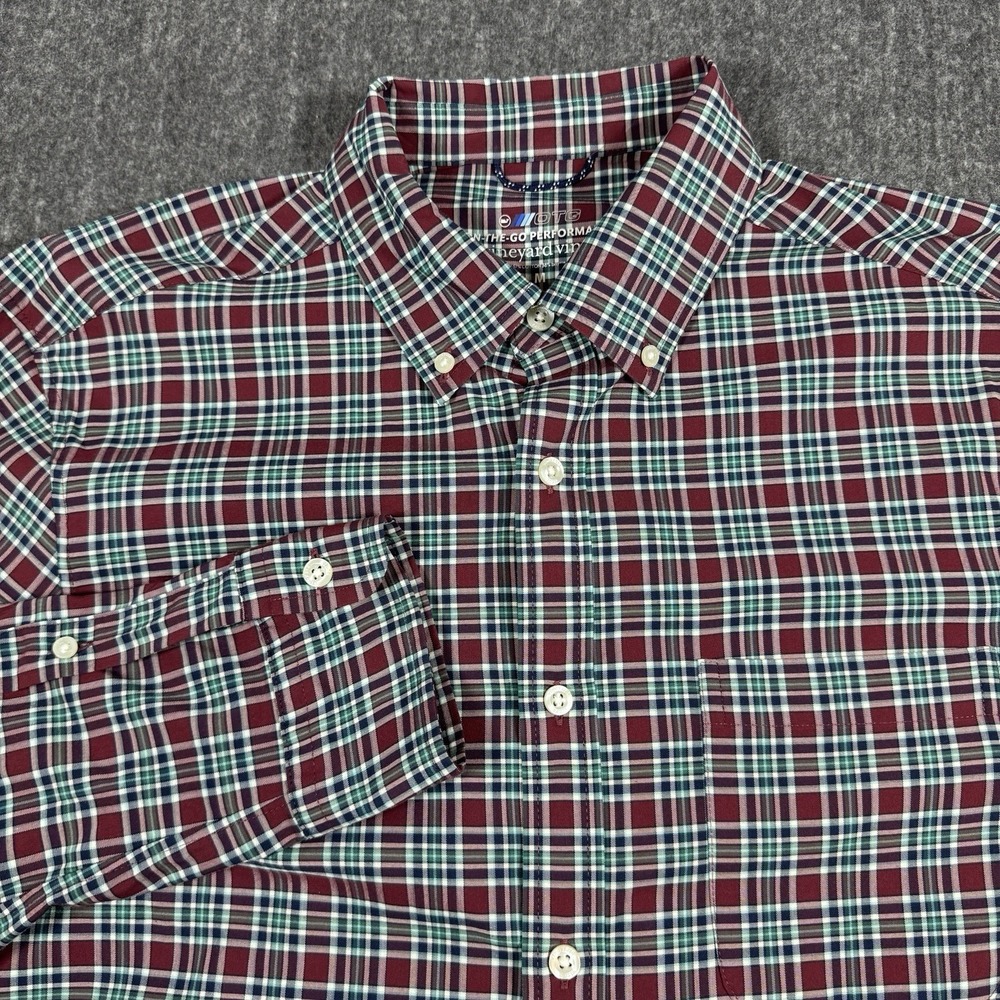 Vineyard Vines OTG Performance brrr Long Sleeve Button Down Plaid Shirt Mens M